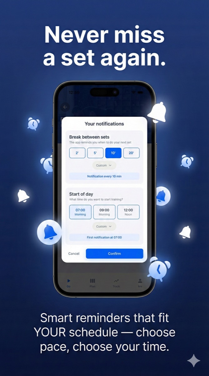 Rappels intelligents - Never miss a set